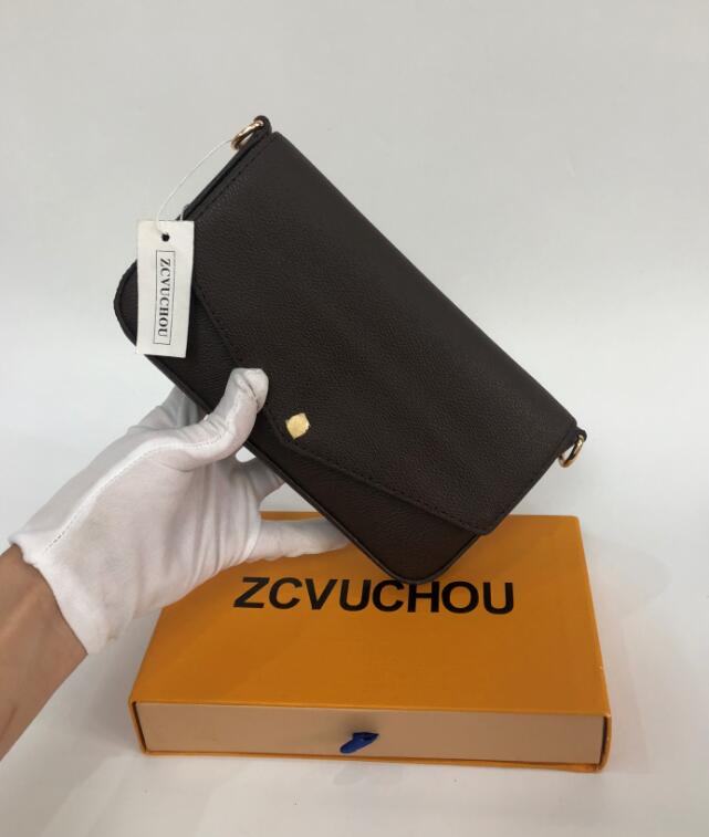 

Newest brown flower woman Bags Fashion women Shoulder bags High quality Chain bags Size 21/11/2 cm Model 61276 with box dust bag Wallets