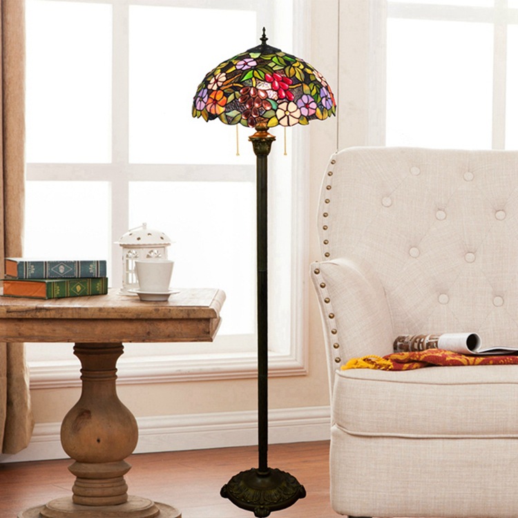 

creative retro floor lamp tiffany stained glass grape lamp bedroom bedsides living room standing floor light fixture