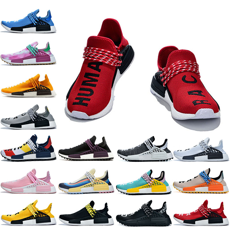 

2021 Pharrell Williams NMD Human Race Shoes Mens Running Shoes Equality Nerd Black Human Races Women Trainers Sneakers Size 47, A14 36-47 black human race