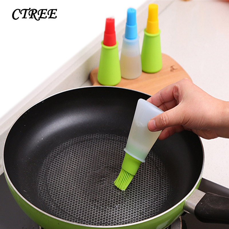 

CTREE BBQ Silicone Brush Control Oil Bottle Brush bbq Kitchen Cooking Baking Outdoor Barbecue Everything for the kitchen C417, C417 green