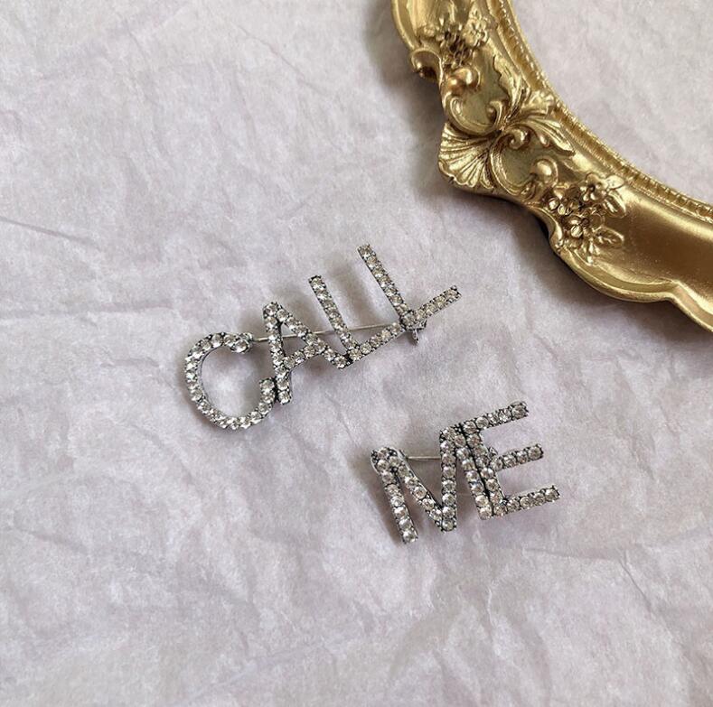 

2020 South Korea's new fashion diamond alphabet earrings temperament wild net red asymmetric personality long brooch hairpin