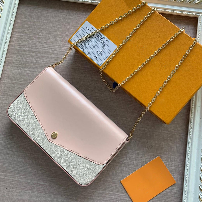 

Top quality latest designer bags women charming lovely checkerboard Luxury bags Size 21.5*3*12.5 cm model 60235, Pink