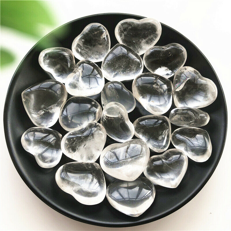 

3pcs Natural Beautiful Clear Quartz Crystal Heart Polished Stone Healing Natural Stones and Minerals