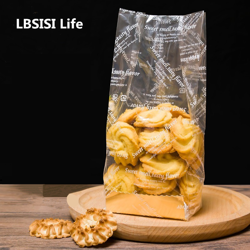 

50 Sets Cookie Candy Bags With Paper Bottom Self Stand Bags For Bread Chocolate Package Party Birthday Wedding Decoration