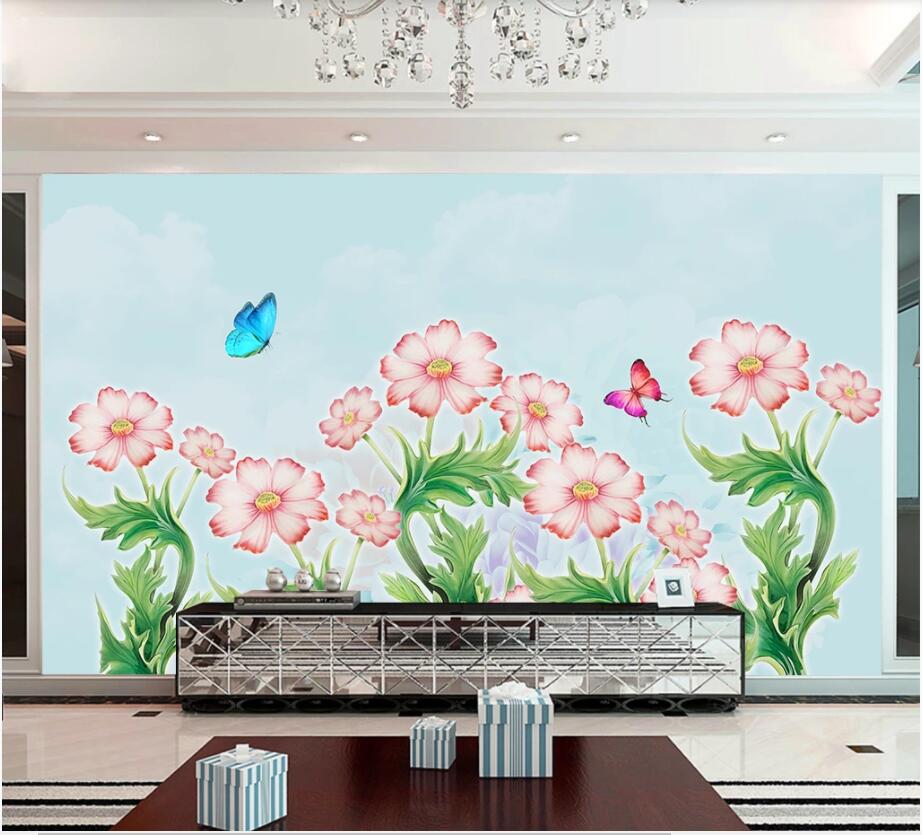 

WDBH custom photo 3d wallpaper Butterfly Love Flower tv background home decor living room 3d wall murals wallpaper for walls 3 d, Non-woven wallpaper