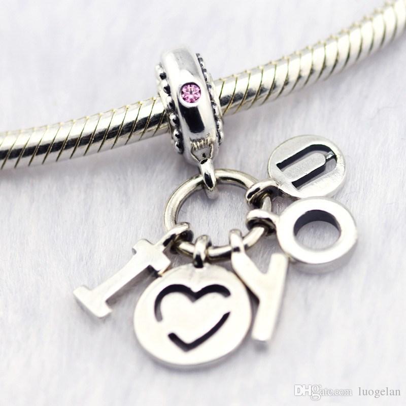 

2018 Spring 925 Sterling Silver Jewelry I Love You Hanging Charms Original Beads Fits women Jewelry Making Pandora Bracelets, Bronze;silver