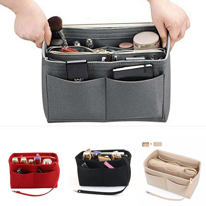 

Wholesale Felt Purse Insert Organizer Portable Cosmetic Bag Fit for Handbag Tote Various Bag Multifunction travel Lady Travel M3