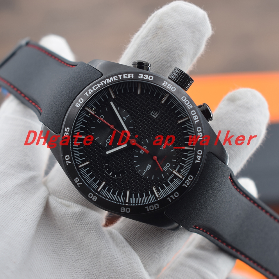 

Hot new PD men watch Black PVD stainless steel case OS quartz movement P6620 Sports car series Fiber dial Rubber strap WristWatch 47mm