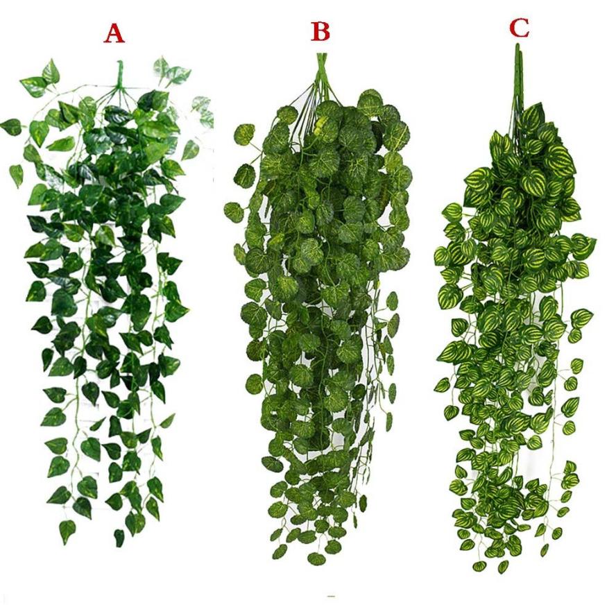 

1Pcs Artificial Fake Hanging Vine Plant Leaves Garland Home Garden Wall Decoration Green JUNE11