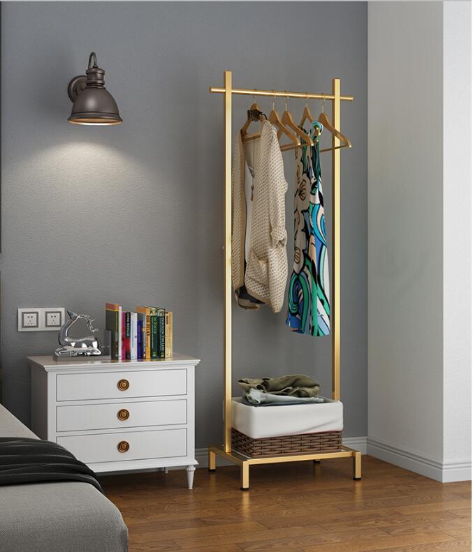 Metal landing bedroom coat hanger corner coat hanger Home Hotel Inn home stay room hanging clothes shelf-image-506656176