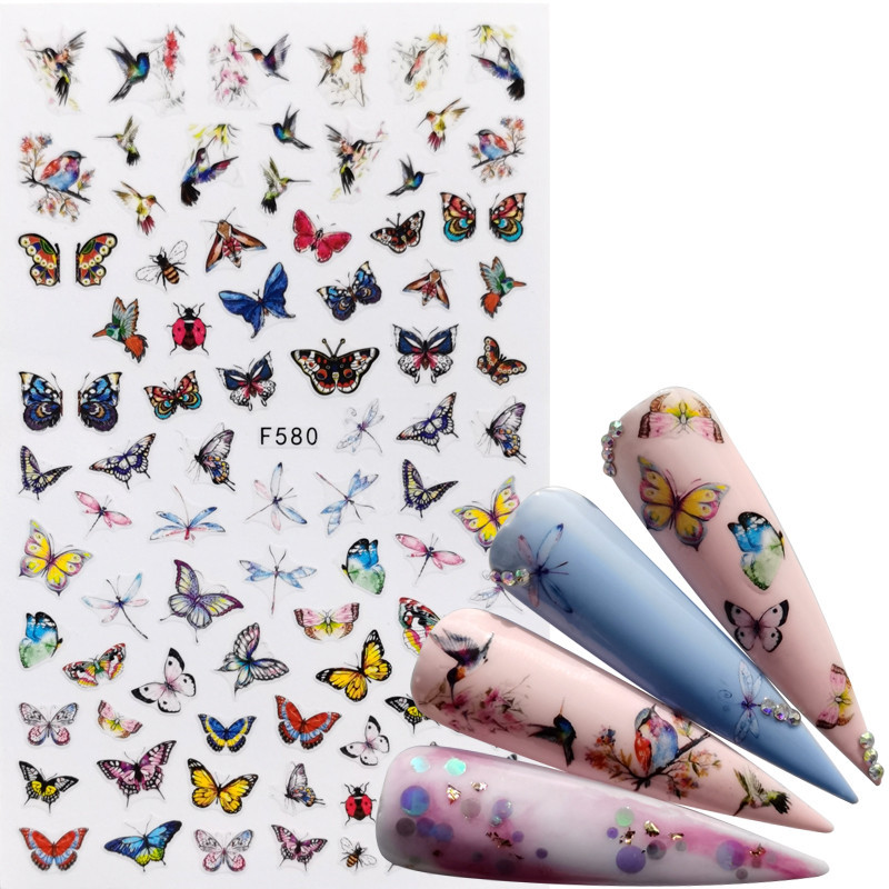 

2Pcs/Lot Retro Styles Adhesive 3D Nail Sticker Foil Decals For Nails Stickers Art Cartoon Nail Art DIY Decorations Designs Tools, F611