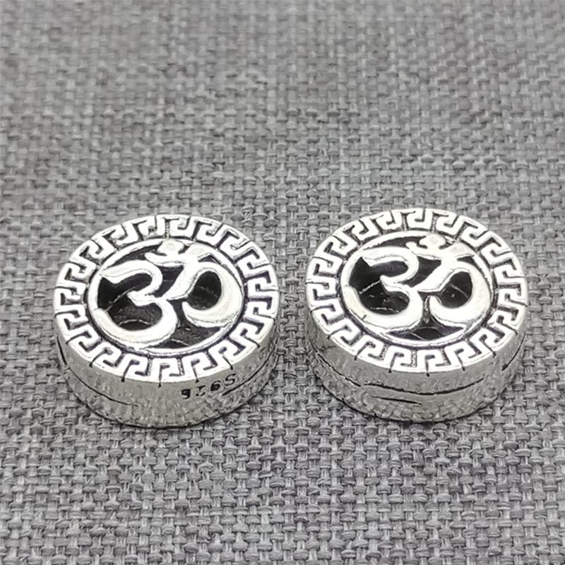 

Other 3pcs Of 925 Sterling Silver OM Round Circle Beads For Yoga Buddhism Bracelet