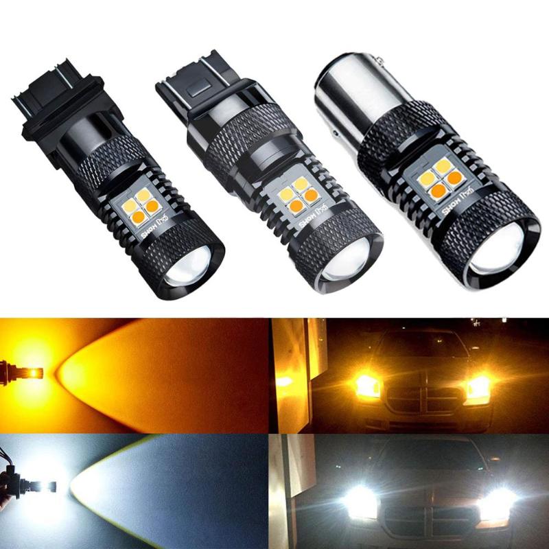 

VANSSI 1157 P21/5W,3157 P27/5W,W21/5W 7443 LED Switchback White/Amber Yellow LED Bulbs For Daytime Running/Turn Signal Lights, As pic