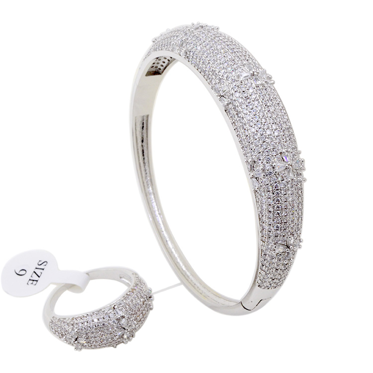 

Bangle Fashion Jewelry Modern Plated Party Romantic Bracelet With Ring Set