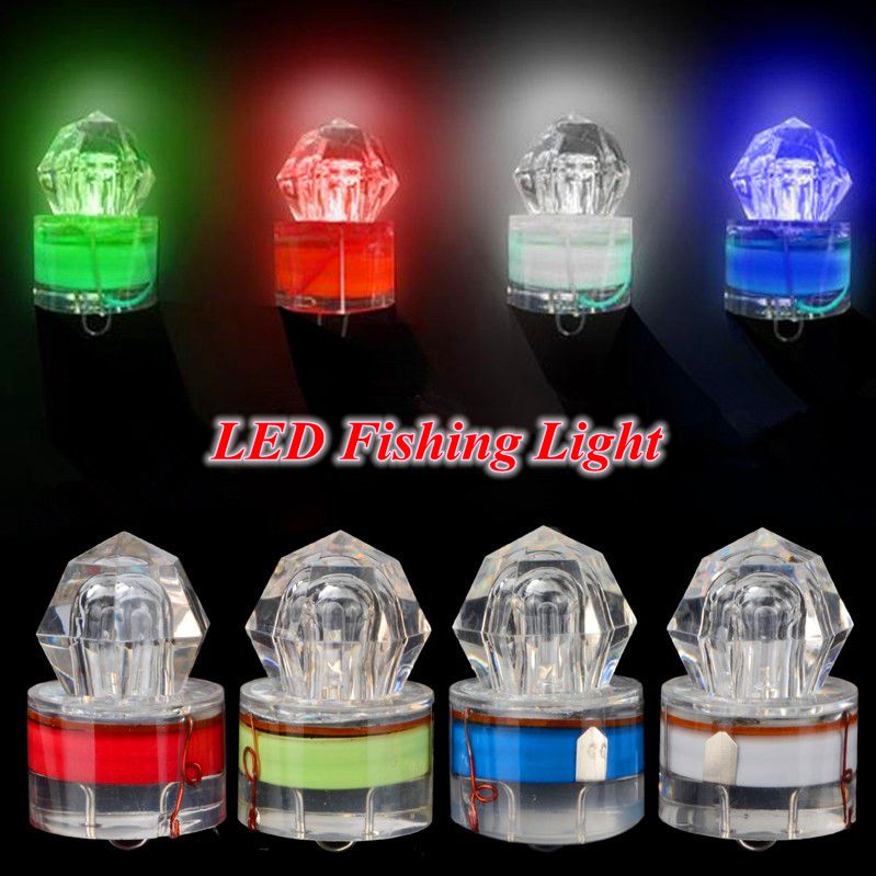 

4 Color LED Deep Drop Underwater Diamond Fishing Flashing Light Night Fishing Bait Lure Submersible Lamp Squid Strobe CCA11709 100pcs