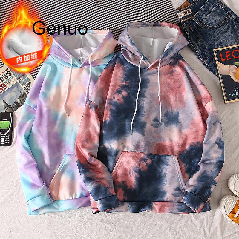 

Plus Hoodies Men's Fashion Tie-dyed Casual Hip Hop Hoodie Men Streetwear Printing Loose Hooded Sweatshirt Mens Hoody -2XL, Black