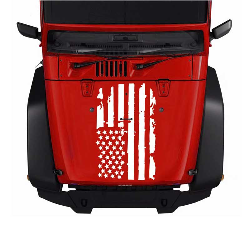 1PC Cracked Flag Totem Cover Car Sticker Burst Flag Hood Autos Pull Flower Decals-image-461360727