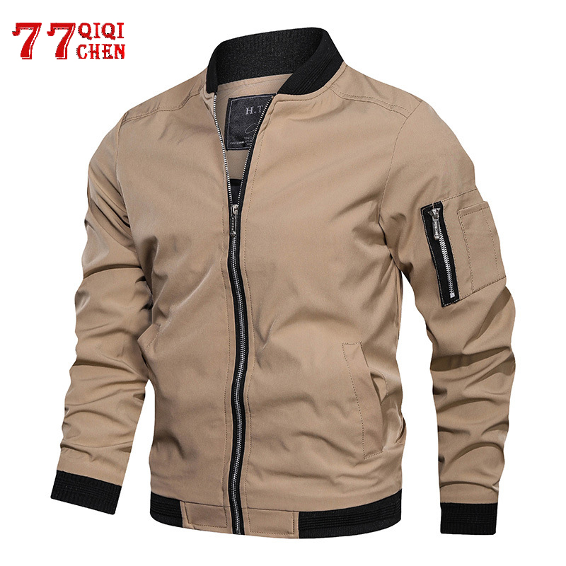 

Mens jackets and coats bomber jacket Spring Autumn Men's Zipper coat 2020 Casual Plus Size 5XL Stand collar jaqueta masculina, Black