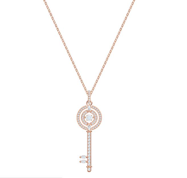 

Charm Bracelets KEY Pendant Necklace S925 Sterling Silver Studded Diamond Open Circle Woman Wedding Ne