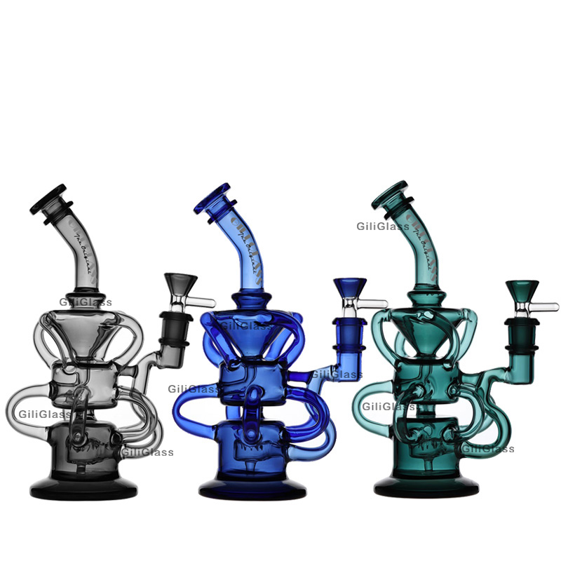 

9 inch Recycler Glass Bong Water pipe Dab Rig Bongs Oil Rigs Pipes with Bowl or Quartz banger Smoking dabber