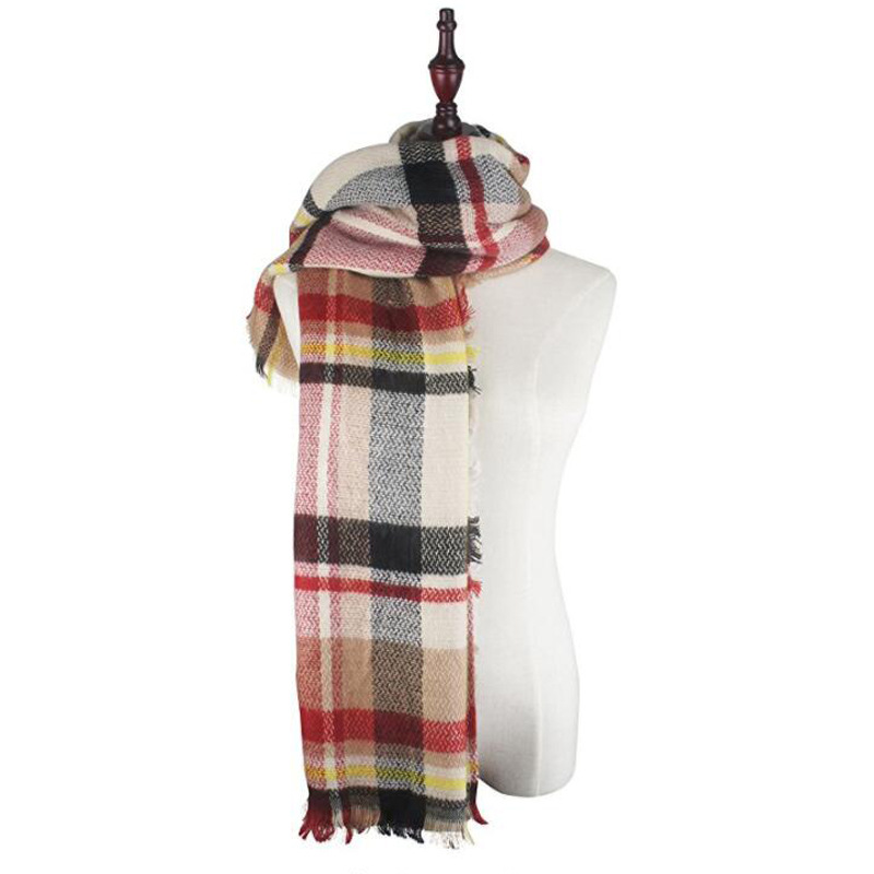 

WoWholesale-Winter Scarf Classic Tassel Plaid Scarf Warm Soft Chunky Large Blanket Wrap Shawl Scarves 140cm*140cm