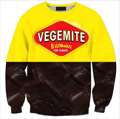 

New Fashion Womens/Mens VEGEMITE Funny 3D Print Crewneck Sweatshirt Jumper Women/Men Fashion Clothing AABB020, Multicolor