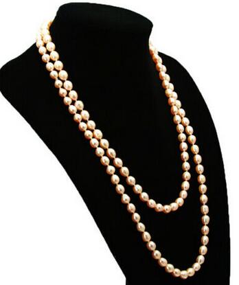 

Single long 8-9mm natural freshwater cultured Multi-Color pearl necklace 30"