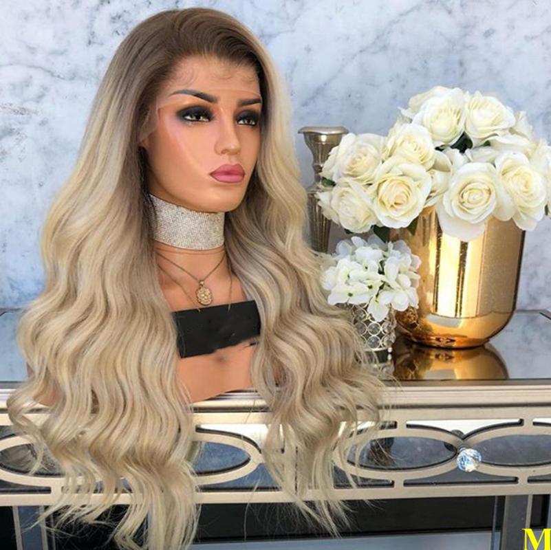 

13x6 Transparent Lace Front Brazlian Remy Human Hair Wigs Gray Blonde Ombre Body Wave 180Density Dark Root Lace Front Wigs, 13x3 lace front wig