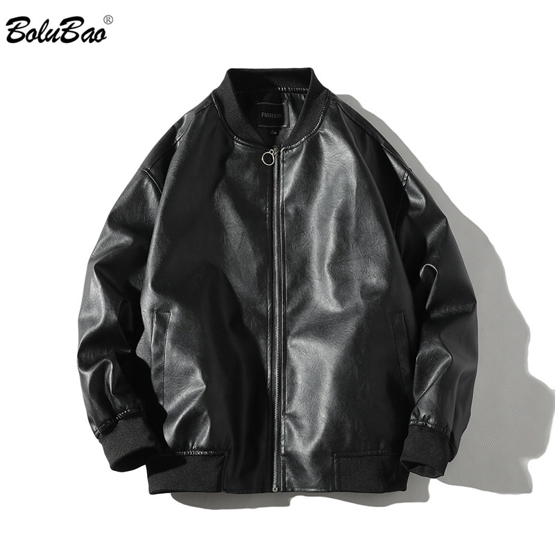 

BOLUBAO Brand Men Leather Jacket Men' Embroidery Suede Leather Jacket Autumn Winter Fashion Solid Color Male, Black
