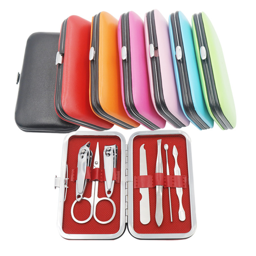 

7 pcs Nail Clippers Kit Scissors Tweezer Knife Ear pick Utility Manicure Set Nail Manicure Set Tools RRA2322
