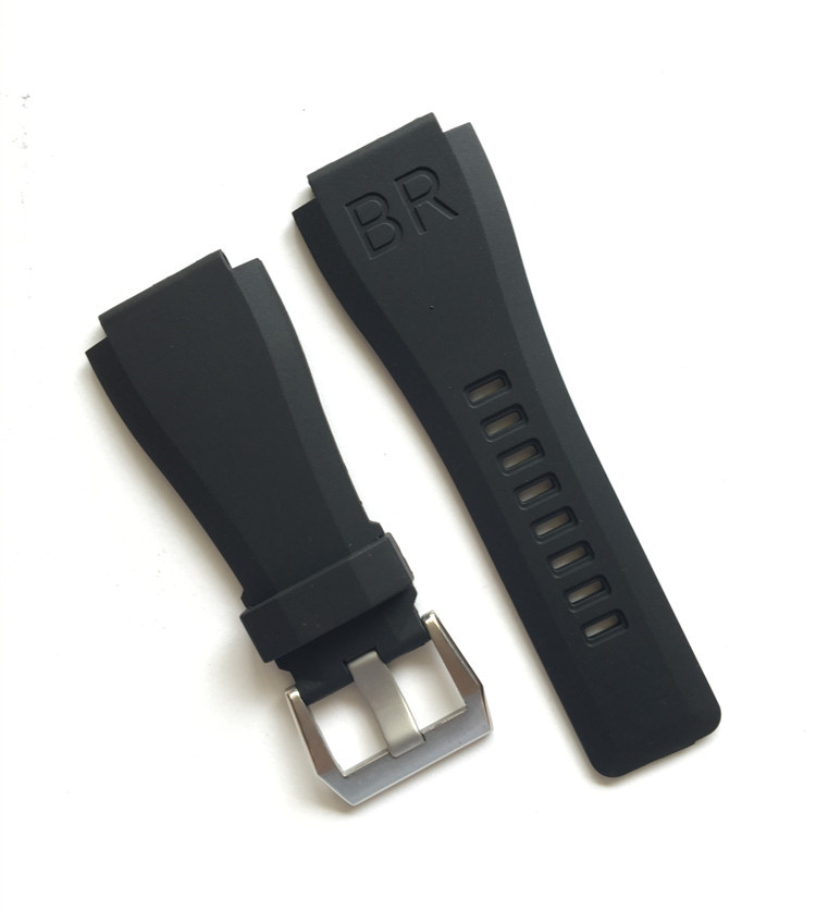 

HIGH QUALITY RUBBER STRAP BAND FOR BR BR01 BR01-92 01-92 watch bracelet STRAP replace repair fix accessory watchmaker buckle clasp parts, Black;brown