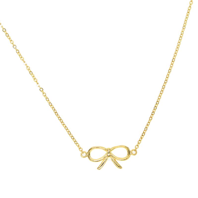 

Chains Wholesale Simple Jewelry Factory High Quality Classic Cute Bow Tie Young Girl Gift Silver Color Necklace