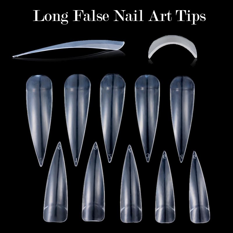 

100Pcs White/ Clear /Natural/ Stiletto Long False Fake Nails Tips Manicure Artificial Nails Salon Half Cover Tips