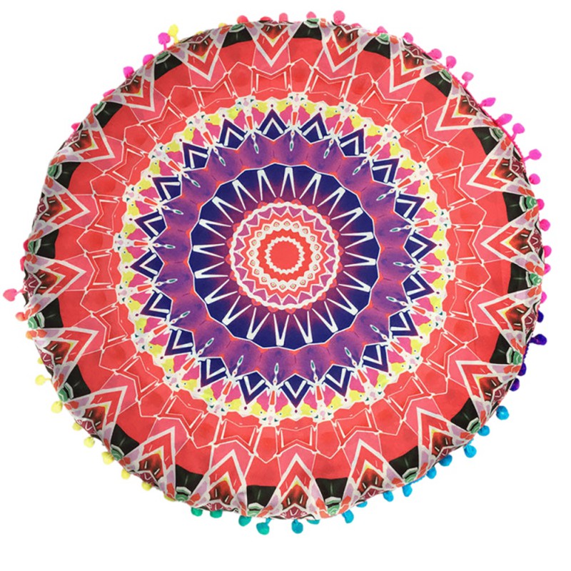 

32in Round Mandala Pillows Case Cover Meditation Covers Ottoman Poufs Retro Ethic Pillow Case