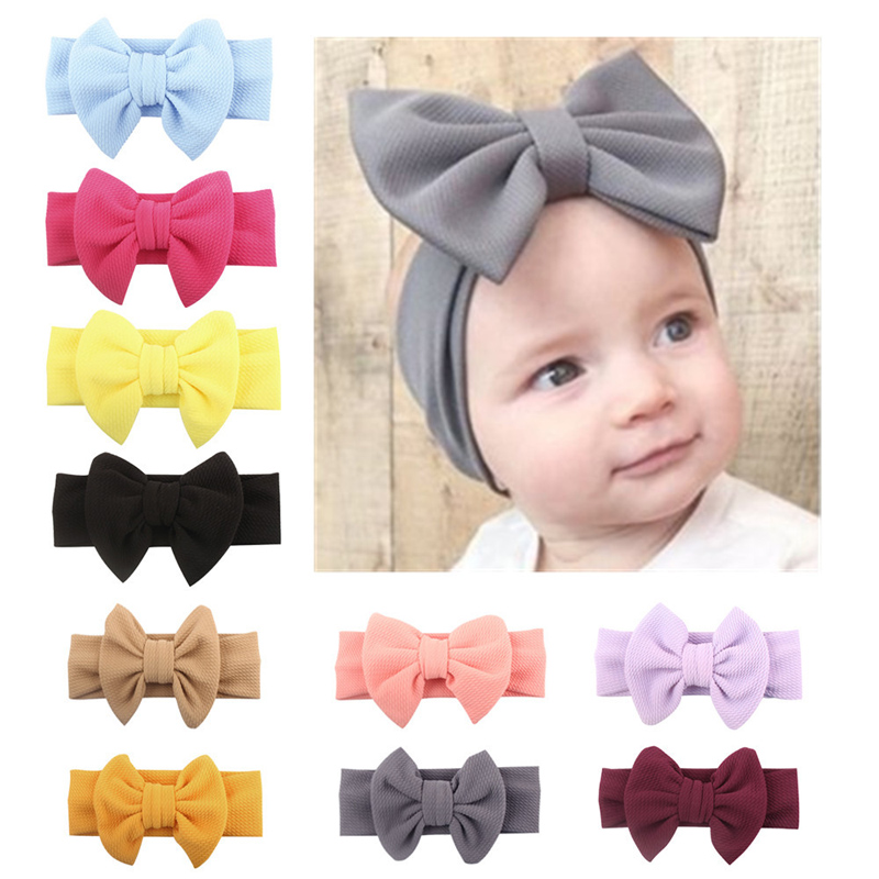

Baby Girls Headband 11 Color Kids Solid Bow-tie Hairbands Kids Design Headwear Infants Baby Cotton Hair Bands 06, Mixed color (remark or randomly)