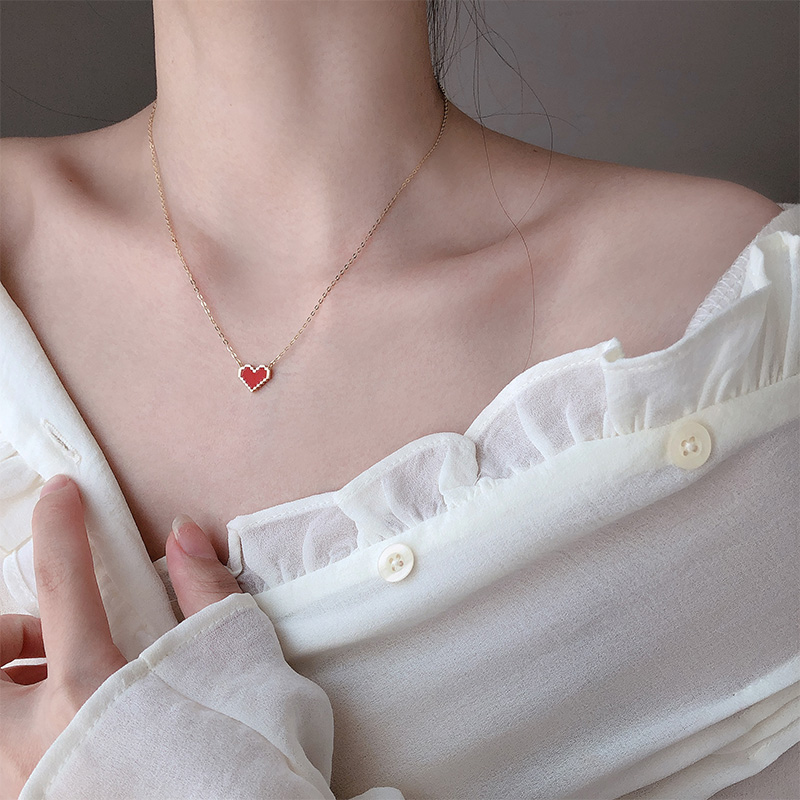 

S925 Sterling Silver Cute Heart Necklace Women Valentines Gift Egirl Statement Korean Fashion Simplee Jewelry Kpop Wholesale