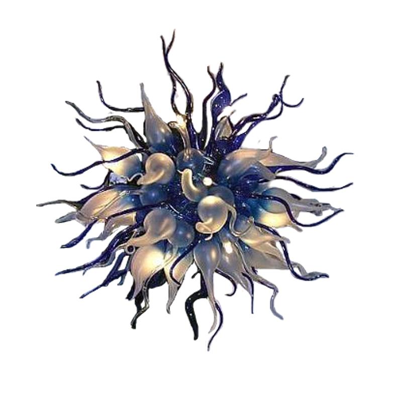 

Mouth Blown Glass Chandelier LED Light Source Hanging Pendant Lamps for Home Lobby Decor Blue Cheap Chandeliers Free Shipping
