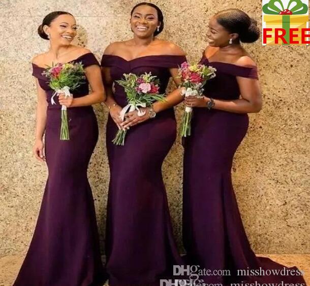 

2020 Regency African Off The Shoulder Satin Long Bridesmaid Dresses Ruched Sweep Train Wedding Guest Maid Of Honor Dresses BC1288, White;pink