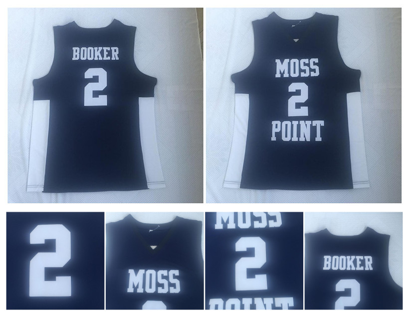 

Top Quality ! 2 Devin Booker Jersey Moss Point High School Jersey College Basketball Jerseys Blue Stitched Sports Shirt, Black