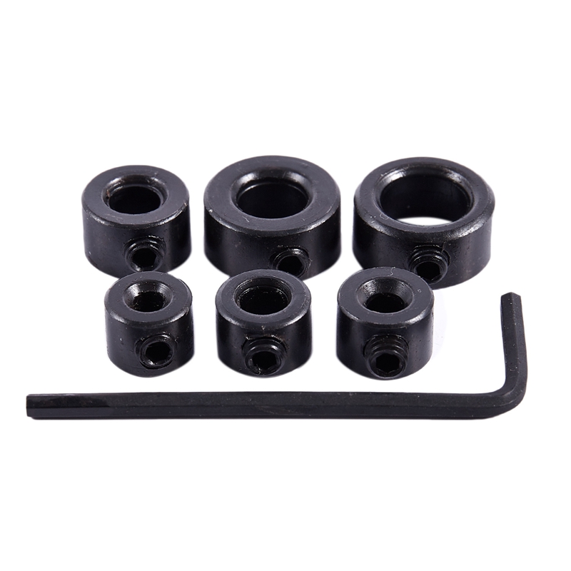 

6-in-1 3-10mm internal diameter drill depth limiter depth stop set black