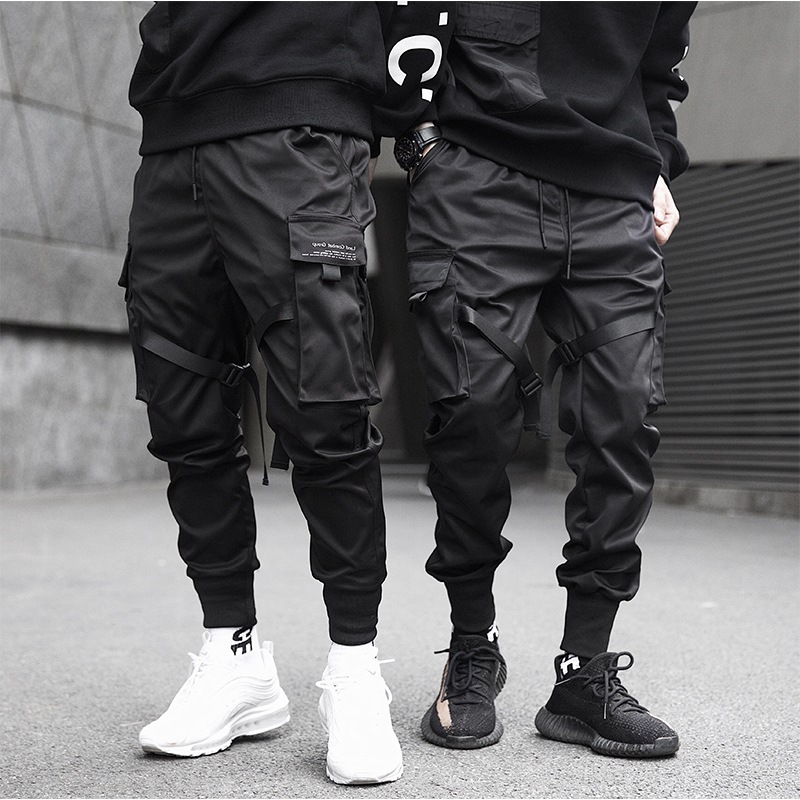 

2020 summer multi-pocket overalls, beam feet, casual pants, Chinese male couple loose spring, Black