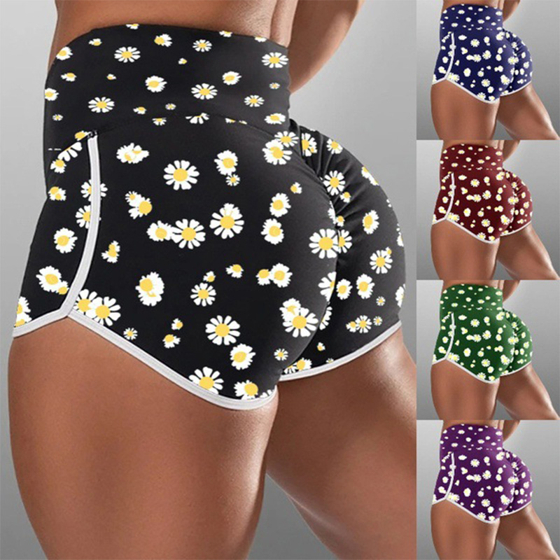 

Explosive female chrysanthemum high waist hip hip bag running shorts new ladies printing summer sexy running shorts tight