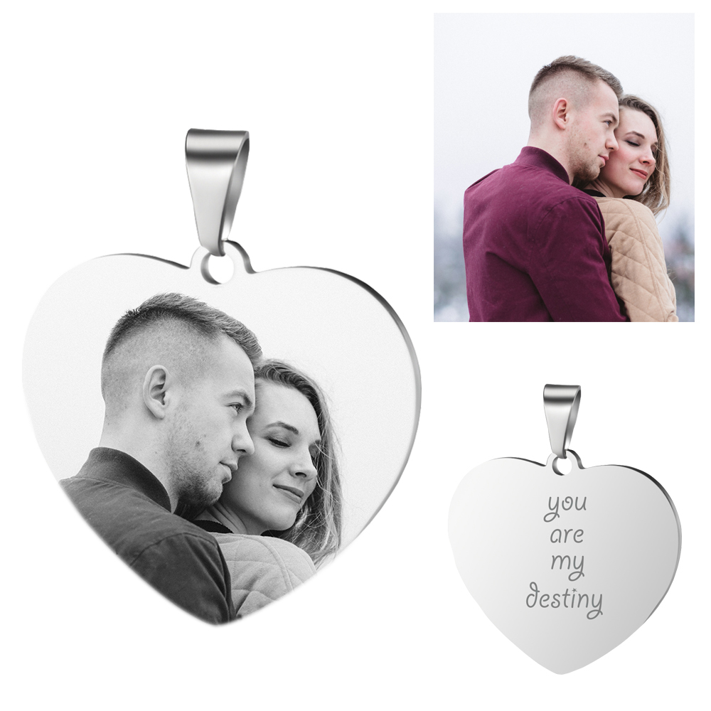 

Personalized Stainless Steel Name Pendant Necklace Heart Love Engrave Photo Name Necklace For Family Gift SL-034