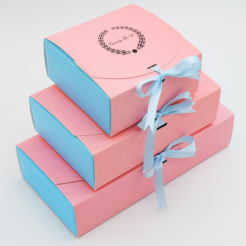 

10 Pcs paper boxes Wedding Gift Box Party Favor Kraft Paper Box Candy Cookies Packing Cake Boxes Packaging With Ribbon