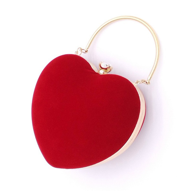 Fashion Women Evening Bag Handbags Ladies Wedding Day Clutches Party Bags Heart Style Hard Clutch Bag Chain High Quality Diamond-image-519956109