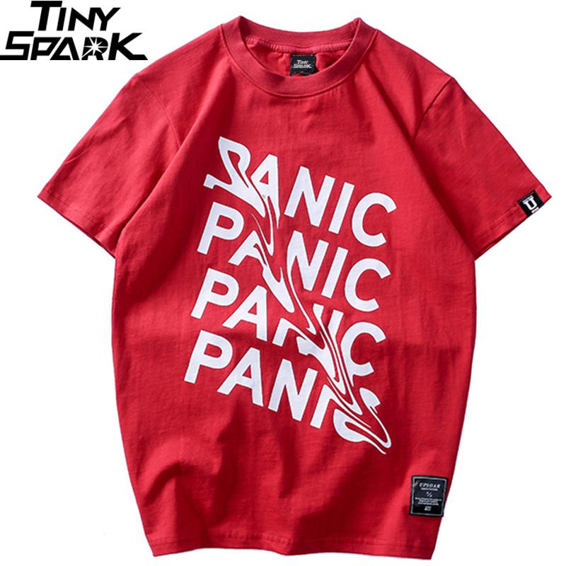 Summer T-shirt Panic Lettre Imprimez à manches courtes HIP HOP HOP HOP DU T-shirt Streetwirts Casual T-shirts Coton Tops Tee New Mode Mens