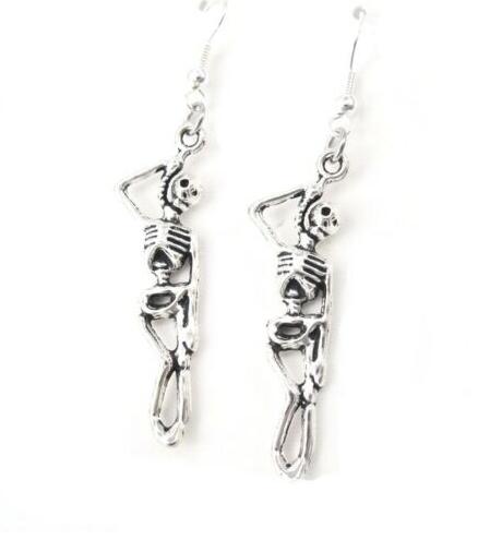 

50Pair 925 Sterling Silver Fish Ear Hooks Earrings Alloy Skeleton GOTH Gothic Punk Skull Eardrop Drop Earrings Punk For Women Jewelry Gift