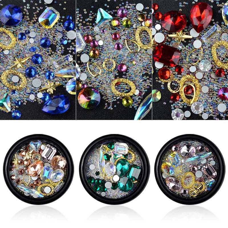 

3D Nail Rhinestones Crystal Stone Nail Art Decoration Mini Beads Metal Rivet Accessories DIY Decors Tips Art