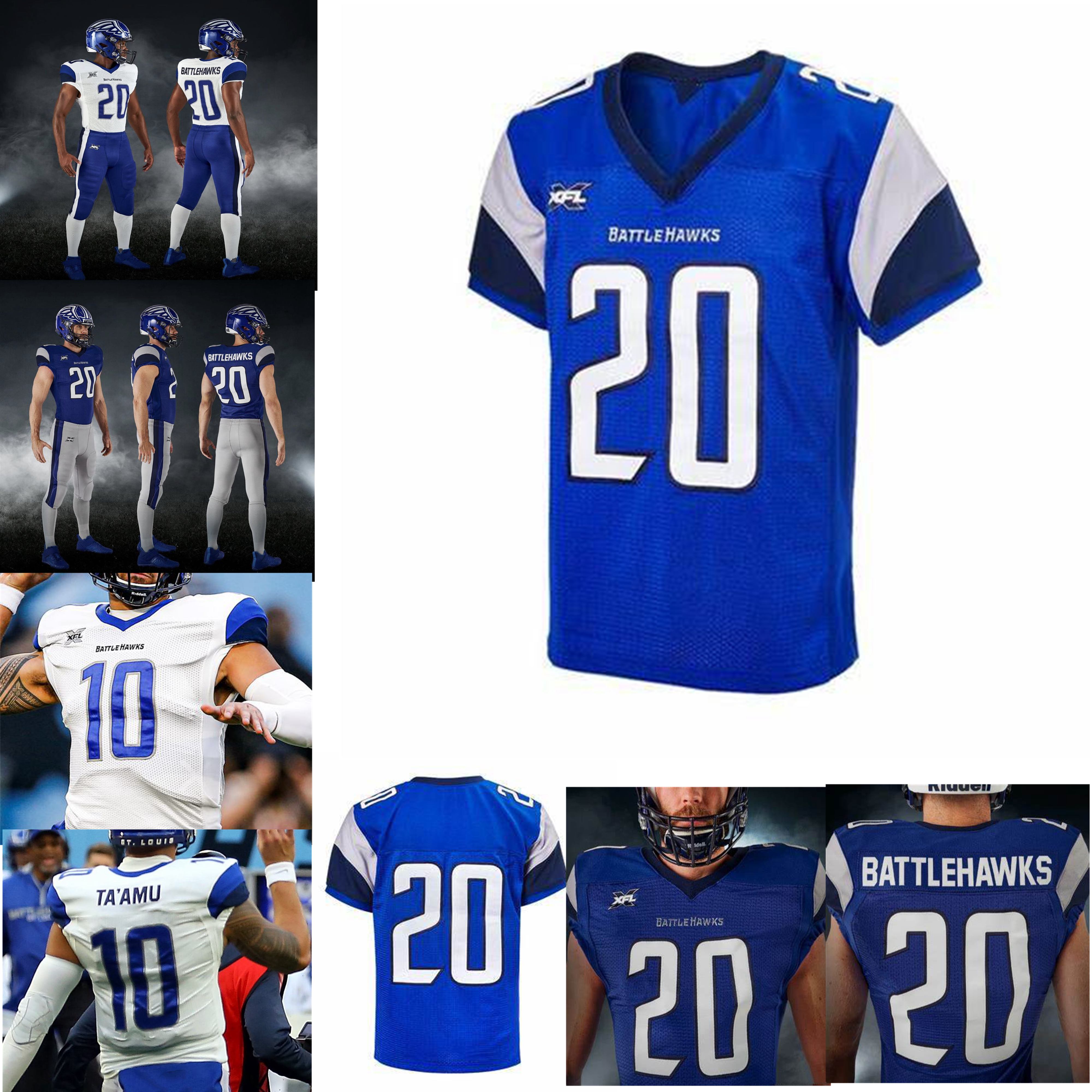 

2020 St. Louis BattleHawks XFL Football Jerseys Dejon Allen Jersey Sherman Badie Steve Beauharnais Juwann Bushell-Beatty Custom Stitched, Mens white custom only number(no name)