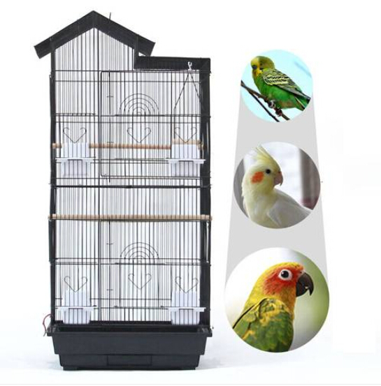 

Wholesasles Free shipping 39" Bird Parrot Cage Canary Parakeet Cockatiel LoveBird Finch Bird Cage with Wood Perches & Food Cups Black
